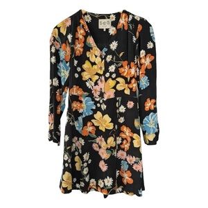 Sea silk floral dress with button top flared skirt